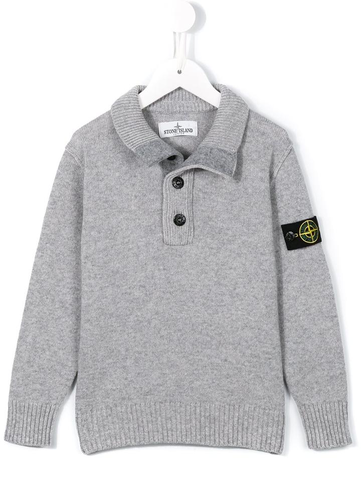 Stone Island Kids Logo Patch Jumper, Boy's, Size: 10 Yrs, Grey