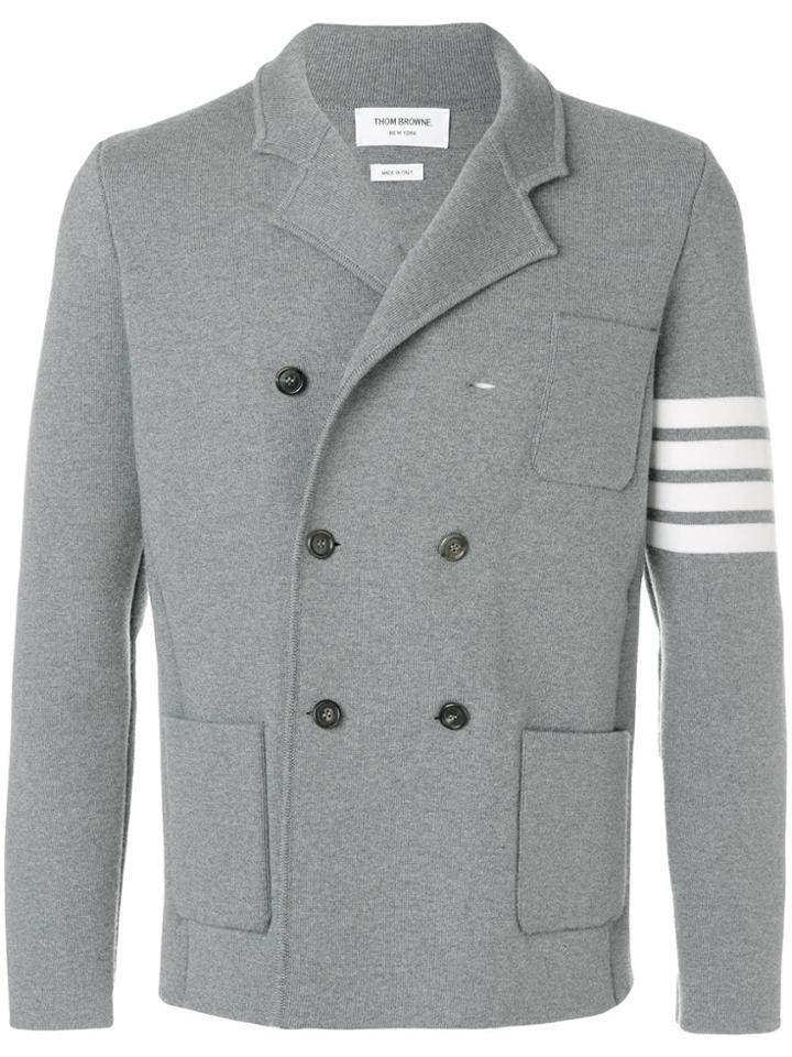 Thom Browne 4-bar Stripe Double-breasted Merino Wool Sport Coat - Grey