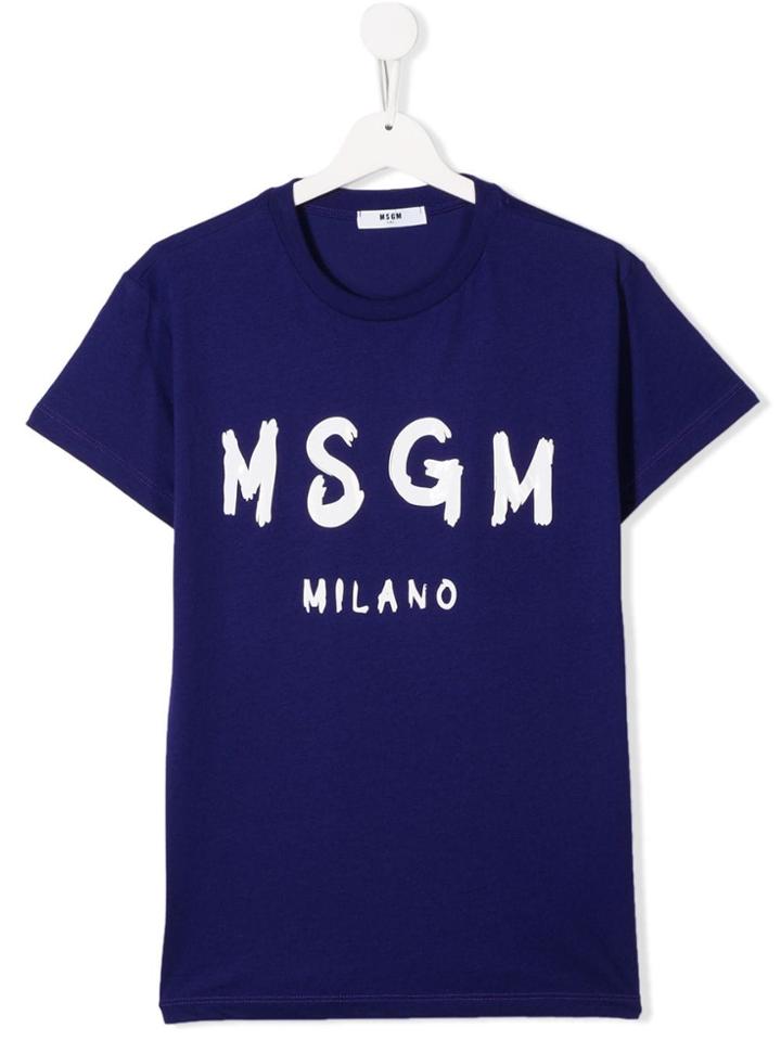 Msgm Kids Teen Logo Print T-shirt - Purple
