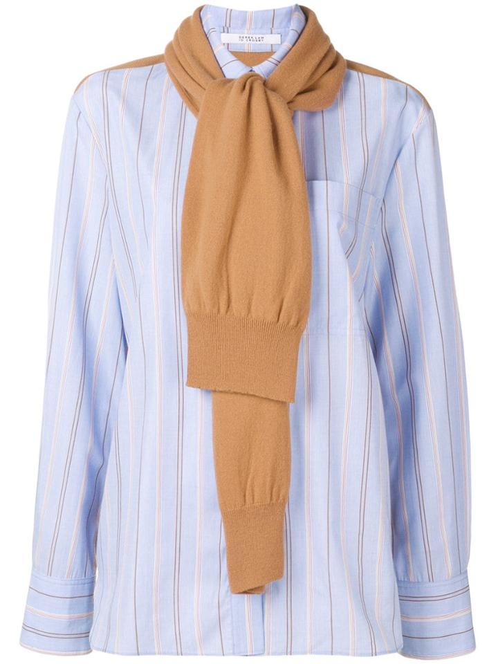 Derek Lam 10 Crosby Knit Panel Striped Shirt - Blue