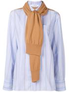 Derek Lam 10 Crosby Knit Panel Striped Shirt - Blue