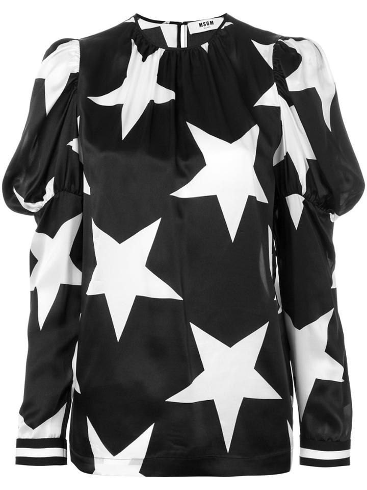 Msgm Star Print Blouse - Black