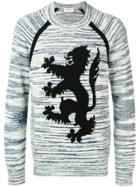 Pringle Of Scotland Textured Lion Emblem Logo Jumper - Blue