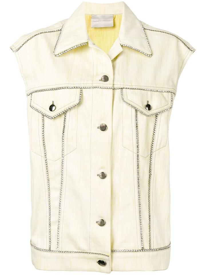 Marco De Vincenzo Embellished Denim Gilet - Yellow