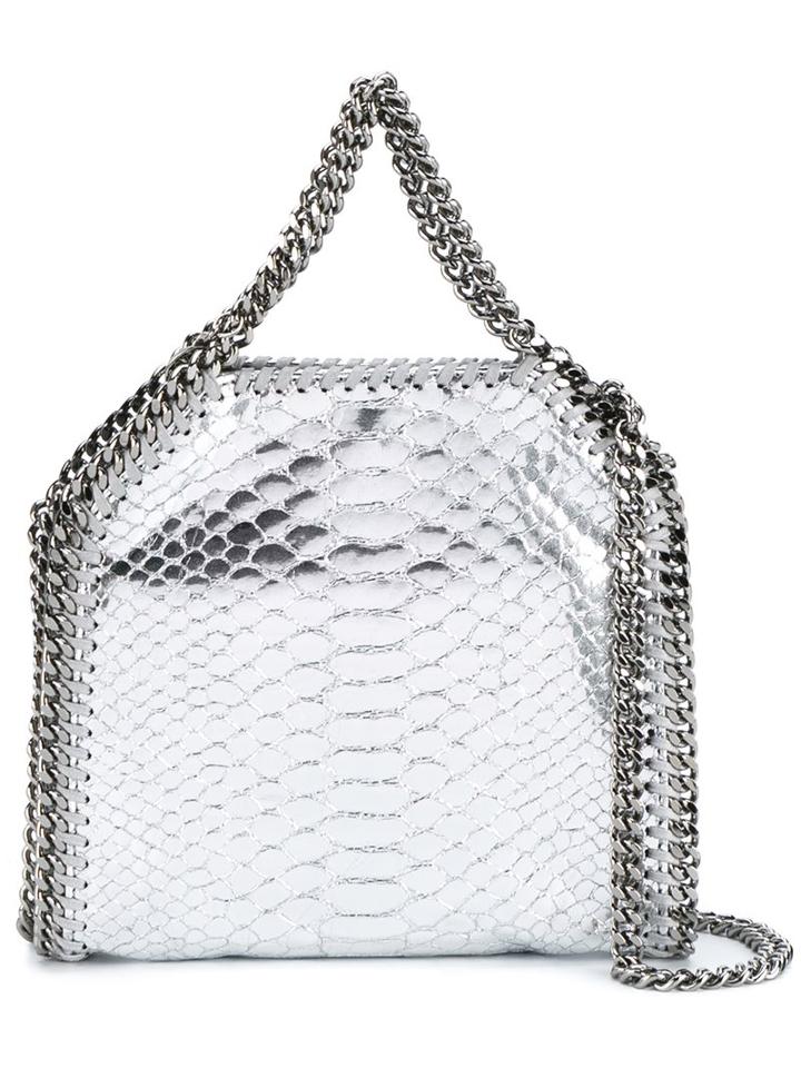 Stella Mccartney Tiny 'falabella' Tote, Women's, Grey, Artificial Leather/metal