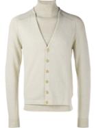 Maison Margiela Cardigan Layered Sweater, Men's, Size: Large, Nude/neutrals, Cotton/linen/flax/cashmere/wool