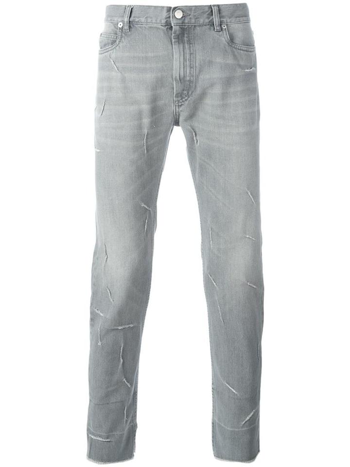 Maison Margiela Ripped Detailing Slim-fit Jeans, Men's, Size: 30, Grey, Cotton