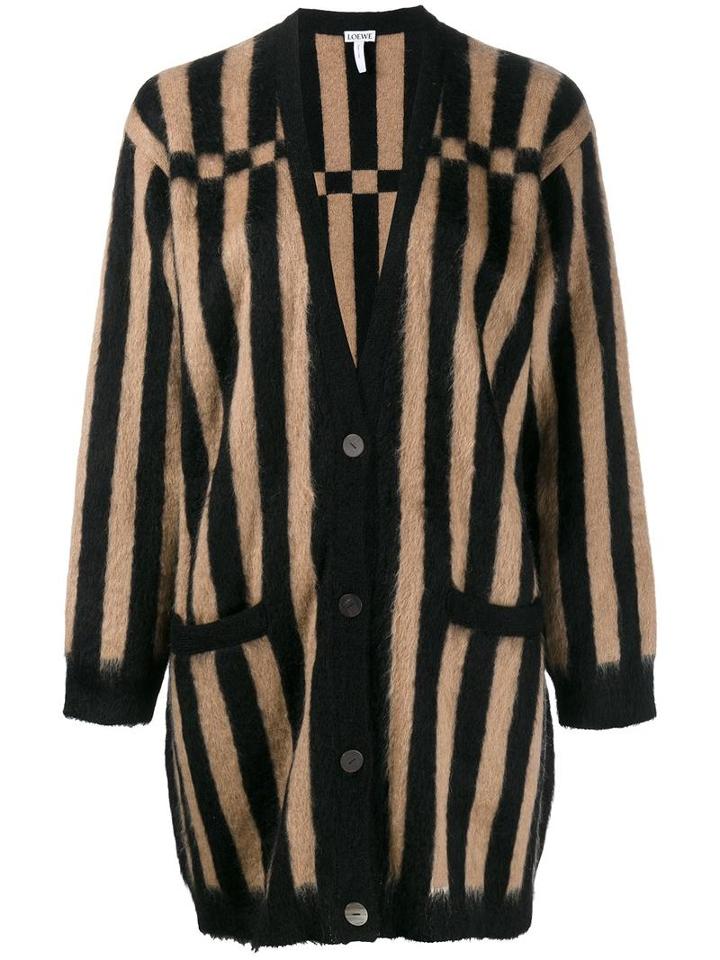 Loewe Striped Cardigan, Women's, Size: Xs, Brown, Polyamide/virgin Wool/mohair