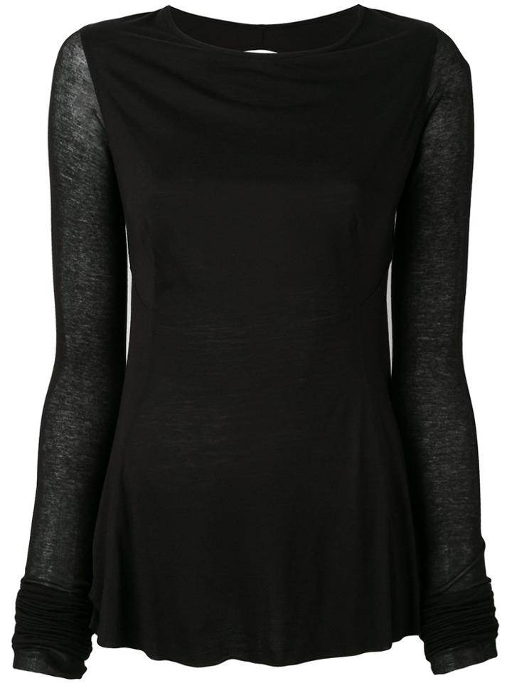 Rick Owens Lilies Backless Long Sleeve T-shirt - Black
