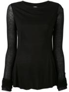 Rick Owens Lilies Backless Long Sleeve T-shirt - Black
