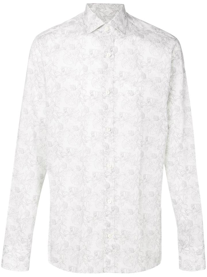 Z Zegna Floral Print Button Down Shirt - White