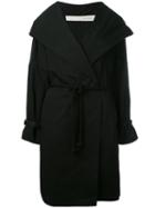 Isabel Benenato - Belted Hooded Coat - Women - Cotton - 44, Black, Cotton