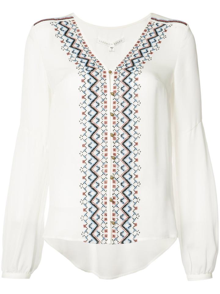 Veronica Beard - Embroidered Boho Blouse - Women - Silk - 6, White, Silk