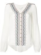 Veronica Beard - Embroidered Boho Blouse - Women - Silk - 6, White, Silk