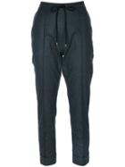 Kenzo - Drawstring Tailored Trousers - Women - Cotton/acetate/wool - 40, Grey, Cotton/acetate/wool