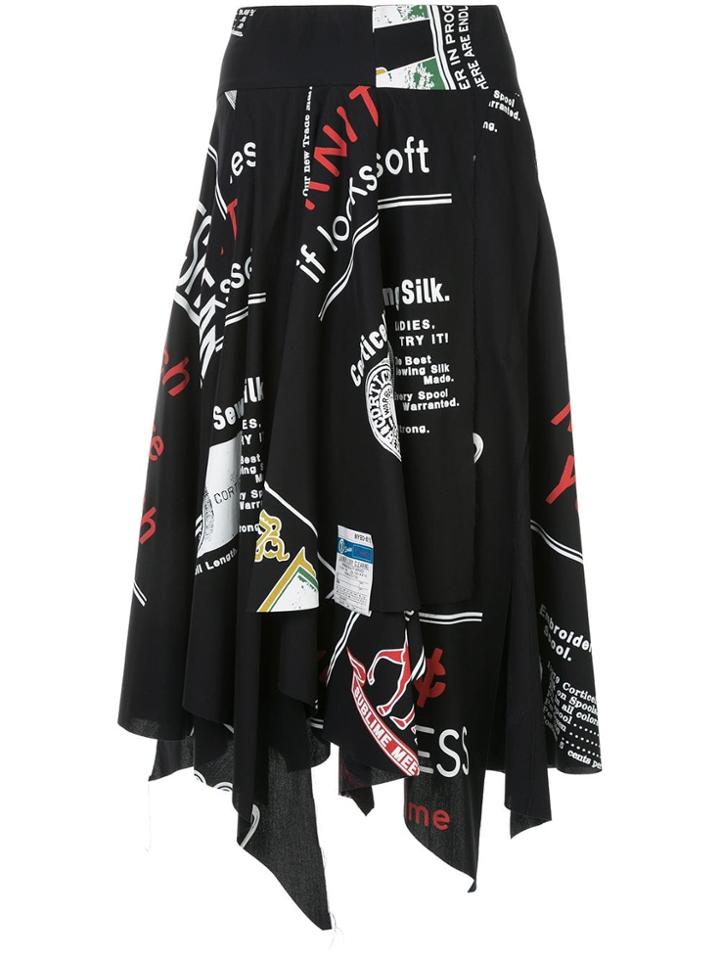 Maison Mihara Yasuhiro Asymmetric Pleated Skirt - Black