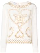 Moschino Vintage Stud Printed Blouse - Nude & Neutrals
