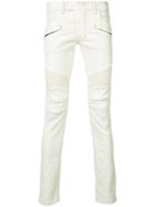 Balmain Skinny Biker Jeans - White