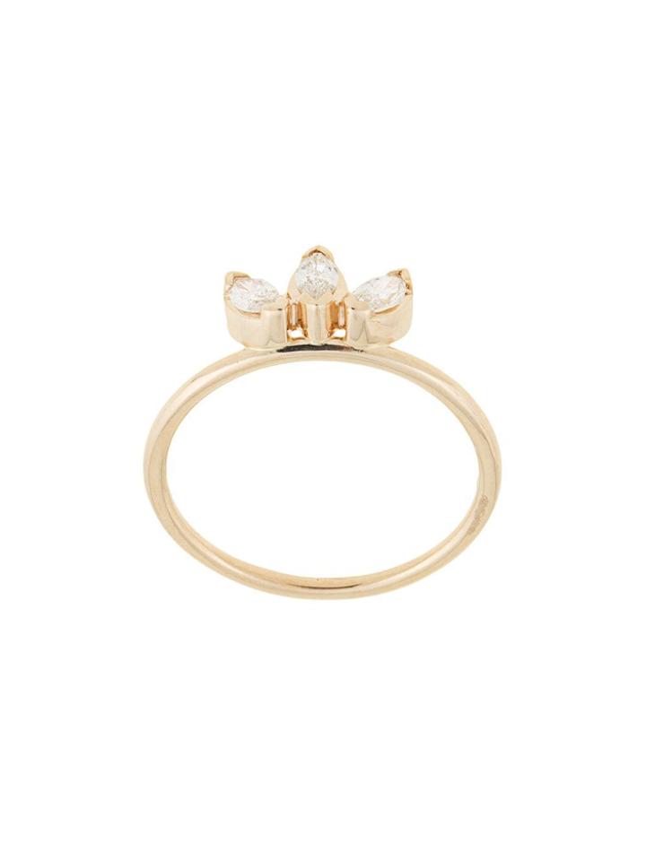Natalie Marie 14kt Yellow Gold Three Stone Diamond Sun Ring