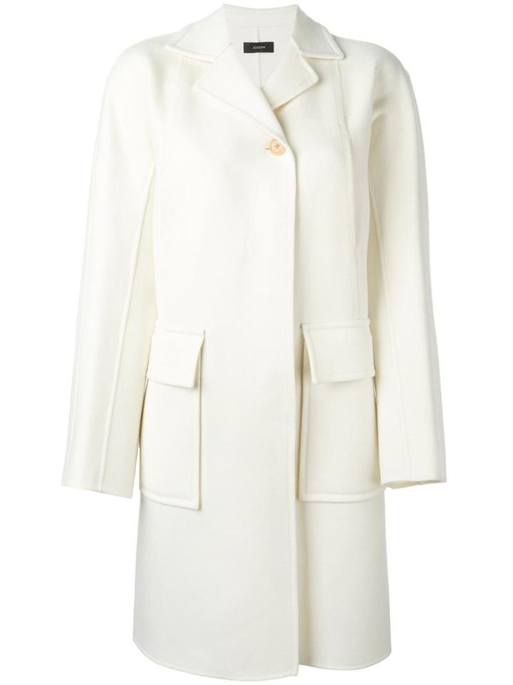 Joseph Single Breasted Coat, Women's, Size: 40, White, Wool/cashmere/viscose