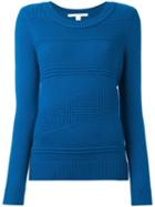 Diane Von Furstenberg Ribbed Crew Neck Jumper, Women's, Size: Small, Blue, Cashmere/wool