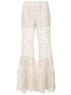 Anna Sui Flared Crochet Trousers - Nude & Neutrals