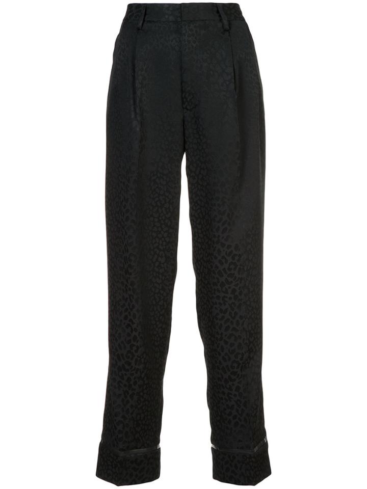 Comme Des Garçons Noir Kei Ninomiya Leopard Roll Up Trousers - Black