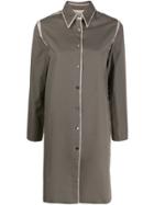 Asai Long-line Frayed Shirt - Green
