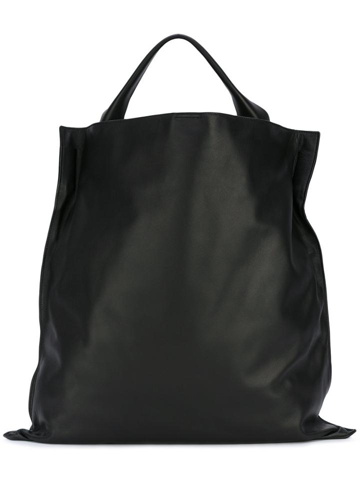 Jil Sander Xiao Tote Bag, Women's, Black, Cotton/lamb Skin