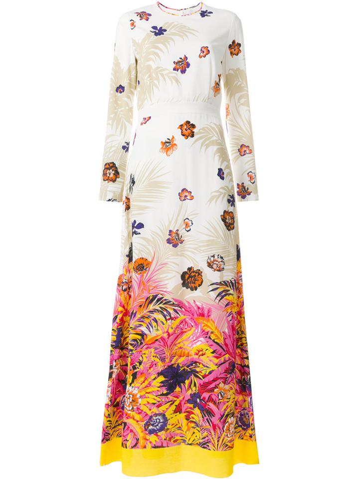 Msgm Long Length Floral Print Dress - Nude & Neutrals