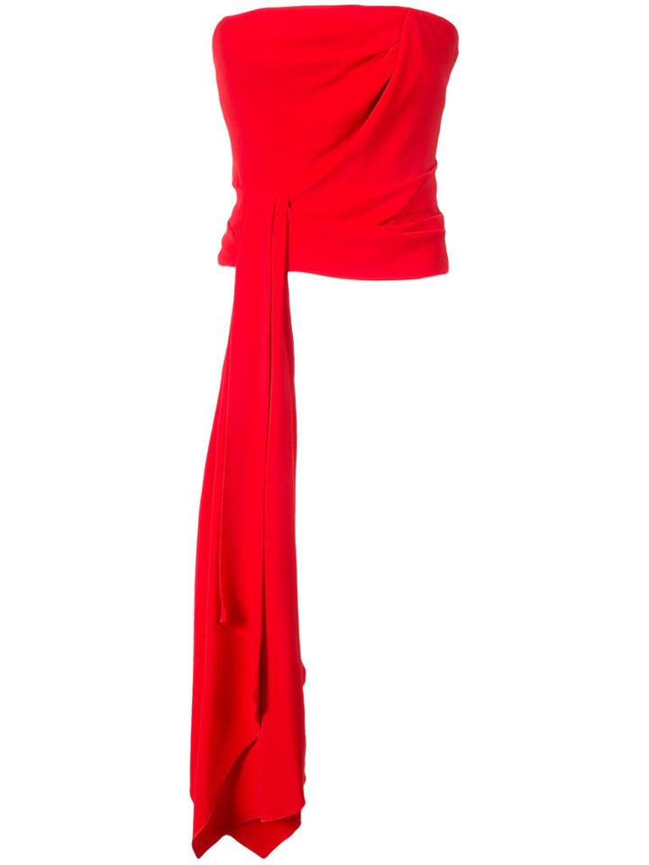 Oscar De La Renta Asymmetric Draped Top - Red