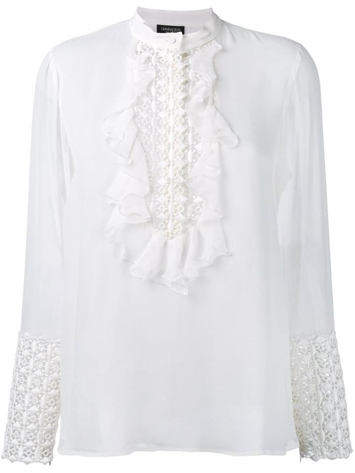 Giambattista Valli Embroidered Detail Blouse, Women's, Size: 46, White, Silk/cotton/polyester/polyamide