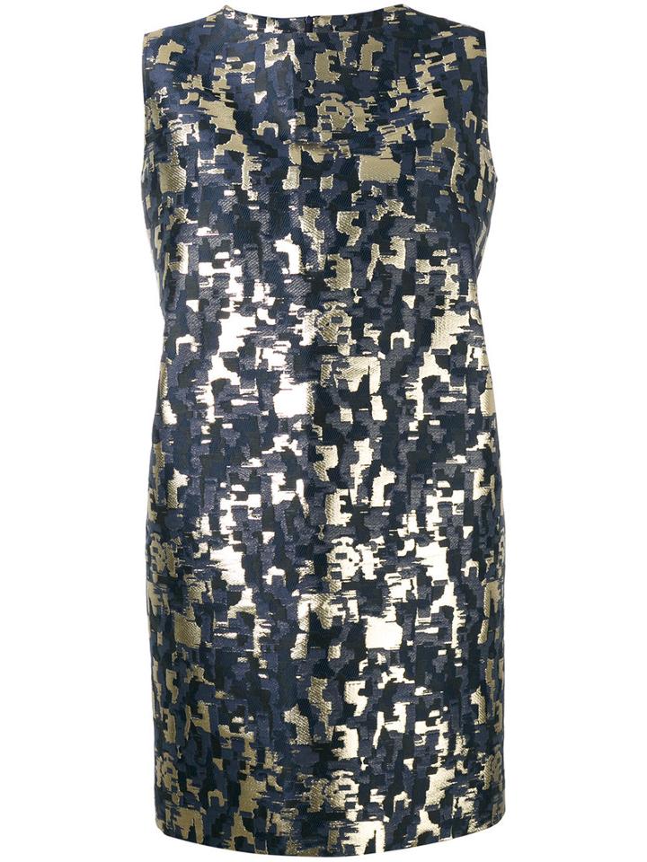Gianluca Capannolo Sleeveless Jacquard Dress, Women's, Size: 46, Blue, Cotton/polyamide/polyester/metallized Polyester