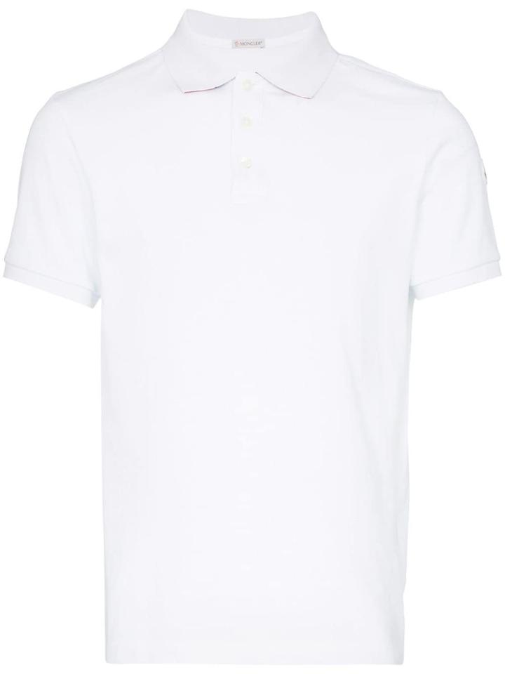 Moncler Logo Badge Cotton Polo Shirt - White