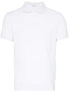 Moncler Logo Badge Cotton Polo Shirt - White