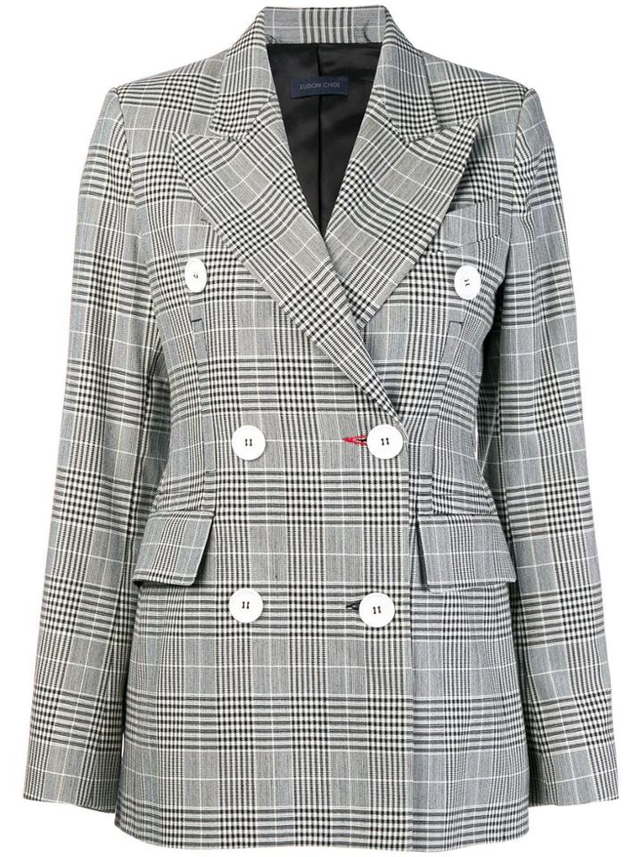 Eudon Choi Jana Prince Of Wales Check Blazer - Grey