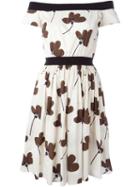 Eggs Off Shoulder Floral Print Dress, Women's, Size: 40, Nude/neutrals, Cotton/spandex/elastane