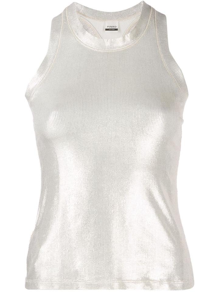 Pinko Ribbed Knit Tank Top - Gold