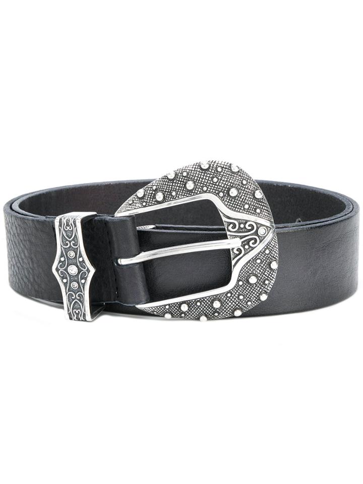 Orciani Embellished Buckle Belt - Black