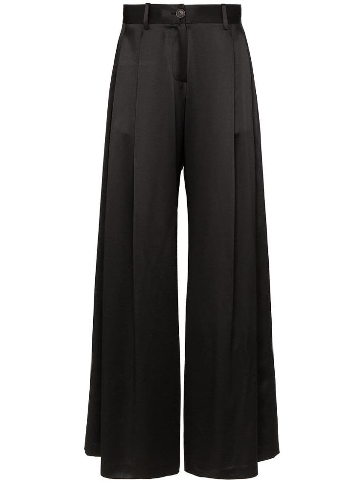 Nili Lotan Pleated Wide Leg Trousers - Black