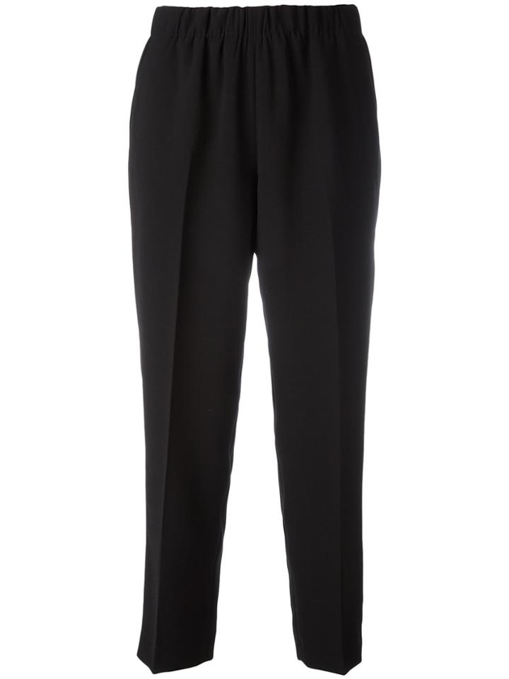 Kiltie Cropped Stretch-waist Trousers - Black