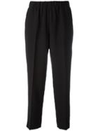 Kiltie Cropped Stretch-waist Trousers - Black
