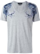 Alexander Mcqueen Bird Print T-shirt, Men's, Size: Xs, Grey, Cotton