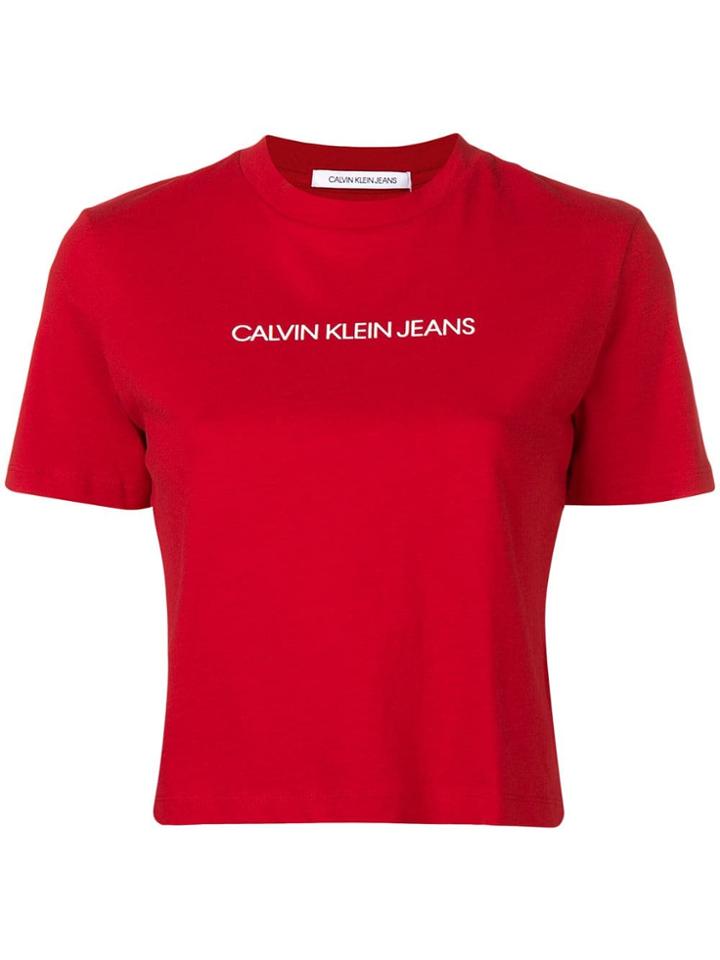 Calvin Klein Jeans Cropped Logo T-shirt - Red