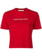 Calvin Klein Jeans Cropped Logo T-shirt - Red