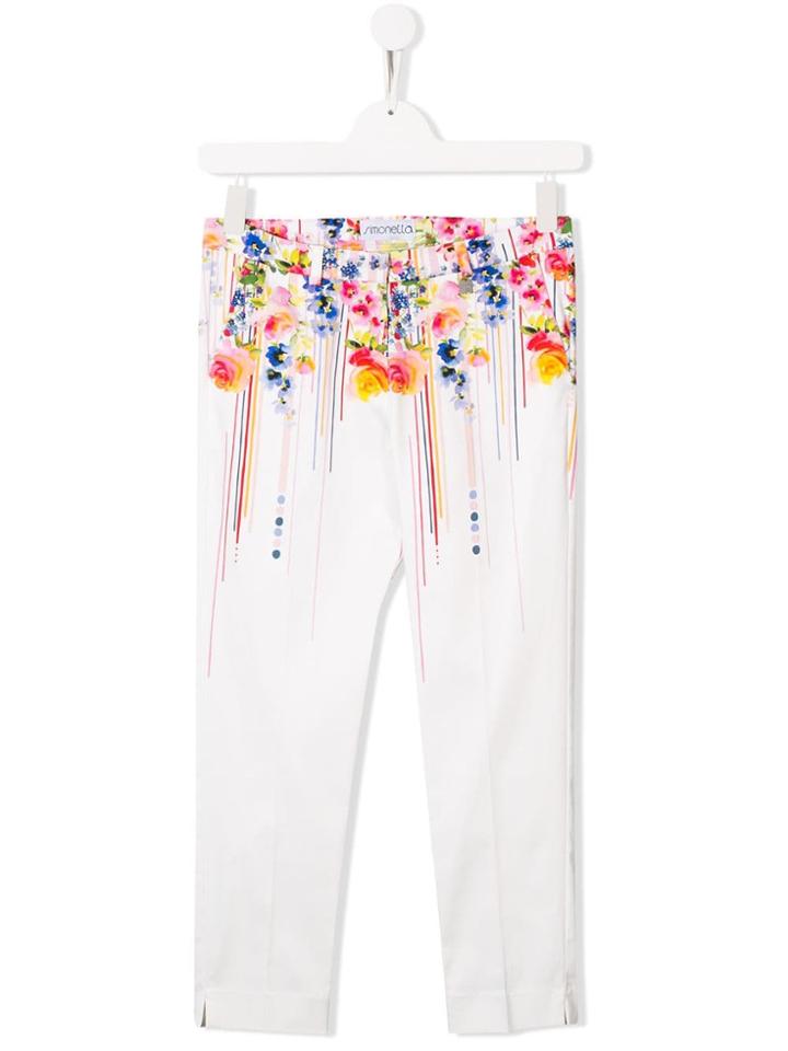 Simonetta Teen Floral Print Trousers - White