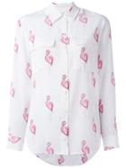 Equipment Flamingo Print Shirt, Women's, Size: M, White, Silk