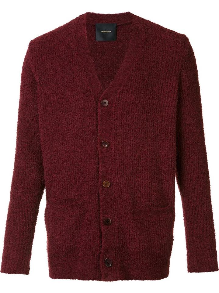 Undercover - V-neck Cardigan - Men - Polyester - 2, Red, Polyester