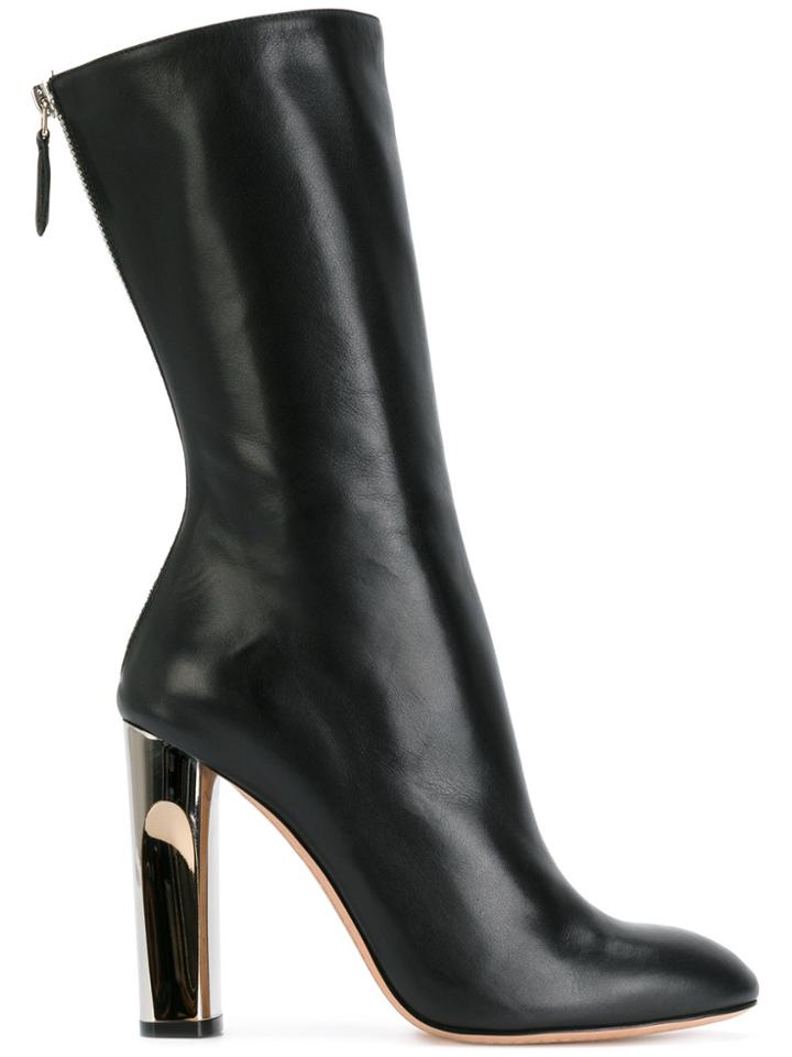 Alexander Mcqueen Sculpted Heel Fitted Boots - Black