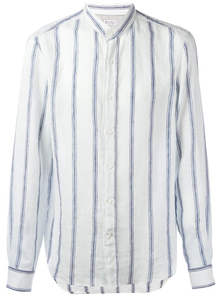 Brunello Cucinelli - Striped Shirt - Men - Silk/cotton/linen/flax - S, White, Silk/cotton/linen/flax